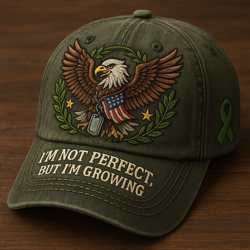 Veteran Eagle USA Flag Hat I'm Not Perfect But I'm Growing Military Cap Patriotic Gifts