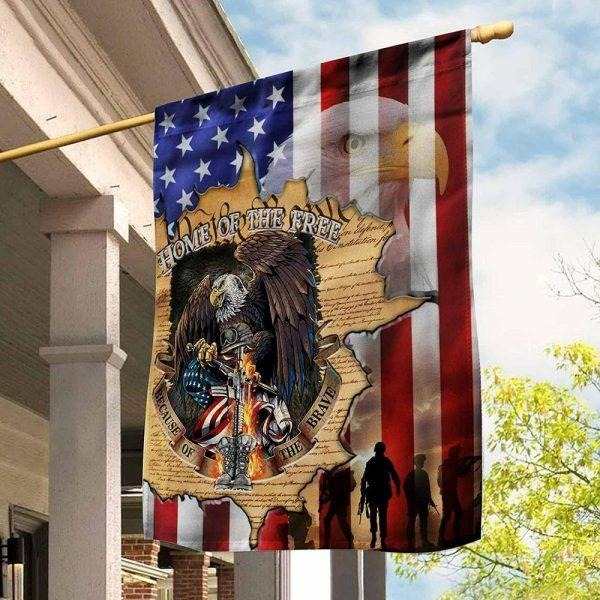 Veteran Flag Home Of The Free Because Of The Brave American Flag Home Decor Gift Ideas