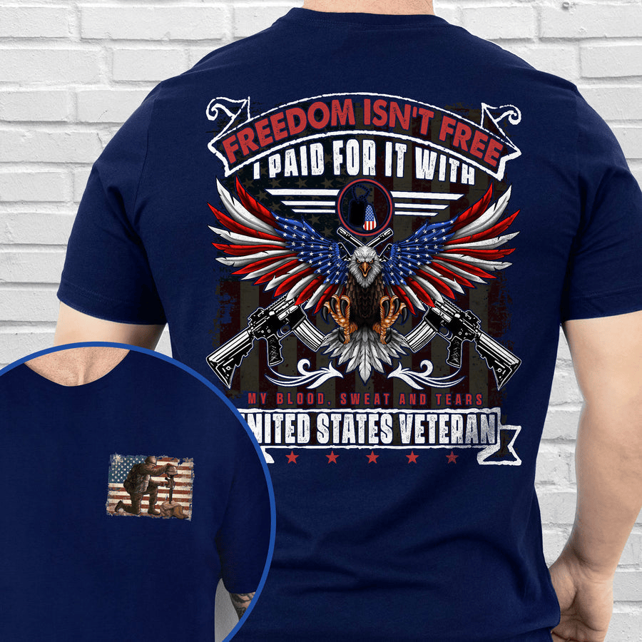 Veteran Freedom Isn't Free Shirt Eagle American Flag Shirt Patriotic Gift for Veteran Dad