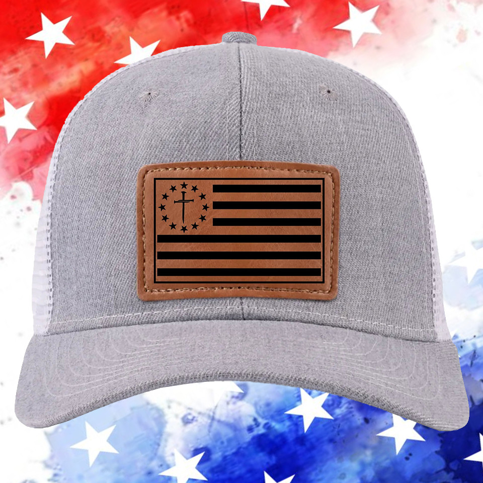 Veteran Freedom Trucker Hat Cross Christian American Flag Religious Cap Gift For Patriots