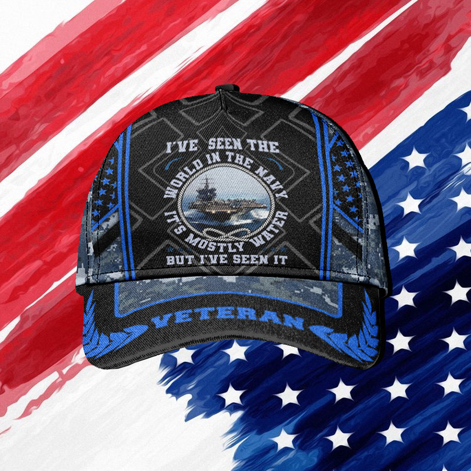 Veteran Hat I've Seen The World In The Navy It's Mostly Water Proud Veteran Cap Gifts For Him
