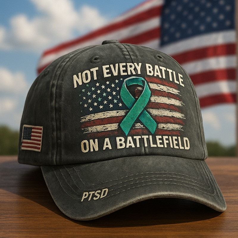 Veteran Hat Not Every Battle On A Battlefield Cap PTSD USA Flag Christmas Gifts For Patriots