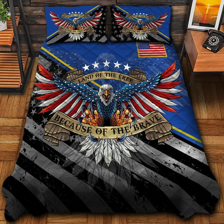 Veteran Land Of The Free Quilted Bedding Set Duvet Cover Bedspread Veteran Gifts For Friends