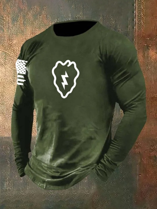 Veteran Long Sleeve Shirt Infanterie Divisie Pattern USA Flag Military Outfit Gifts For Men