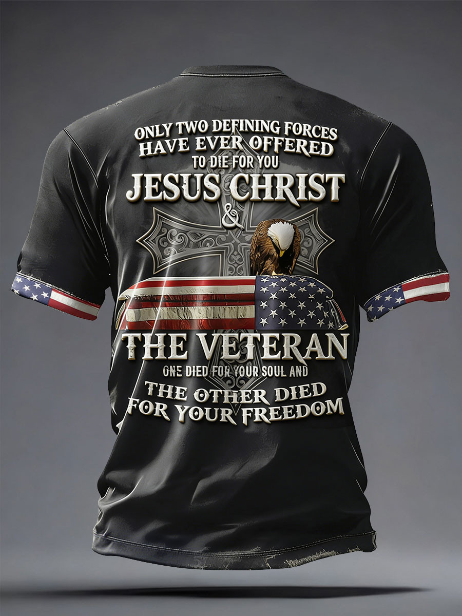 Veteran Memorial T-Shirt Only Two Defining Forces Have Ever Offered To Die For You Merch Dad Gift