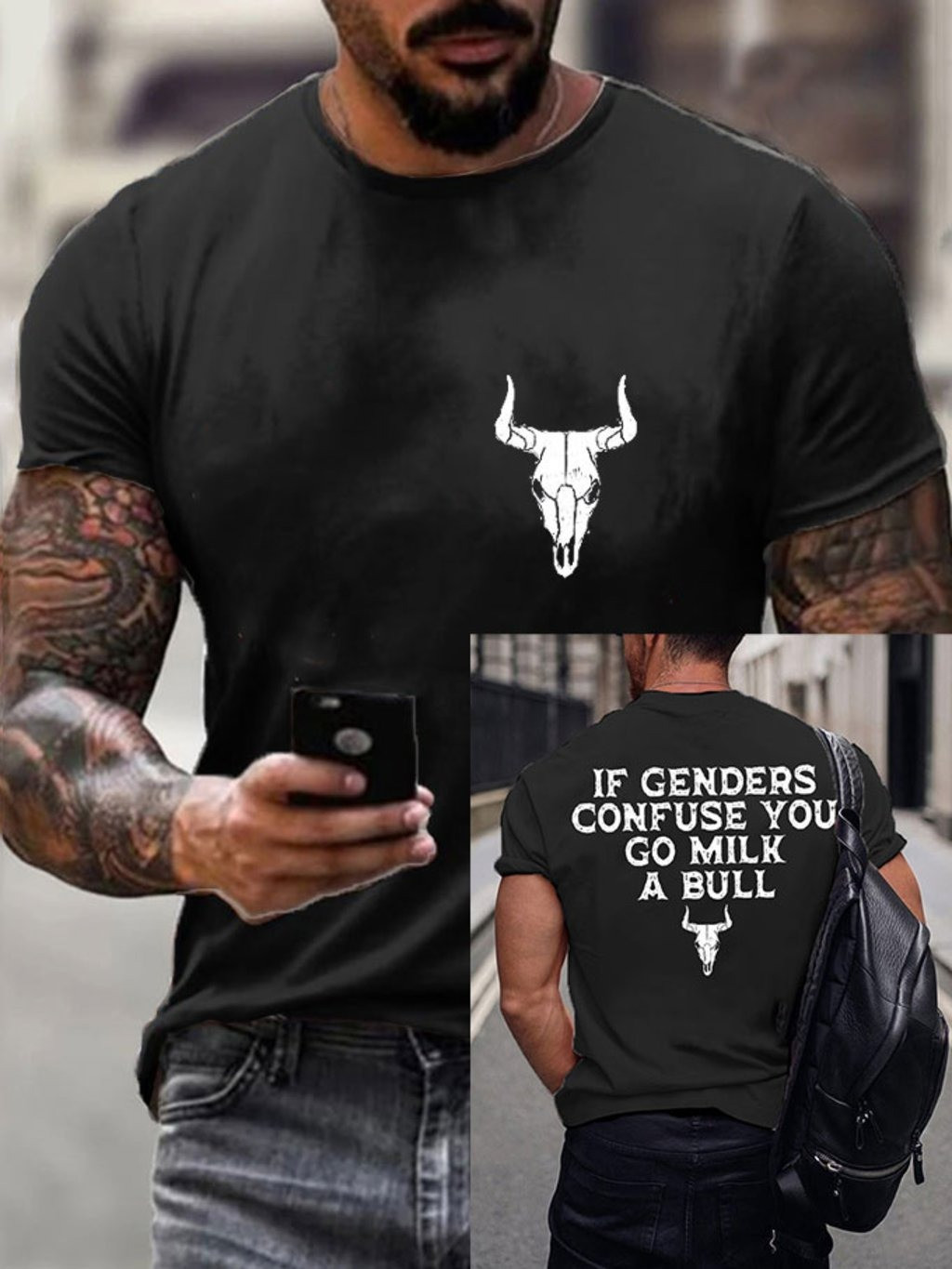 Veteran Men's T-Shirt If Genders Confuse You Go Milk A Bull Veterans Clothing Gift Ideas