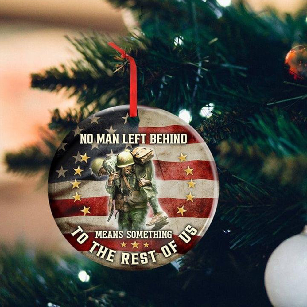 Veteran No One Left Behind USA Flag Ornaments Military Pride 2024 Christmas Decoration