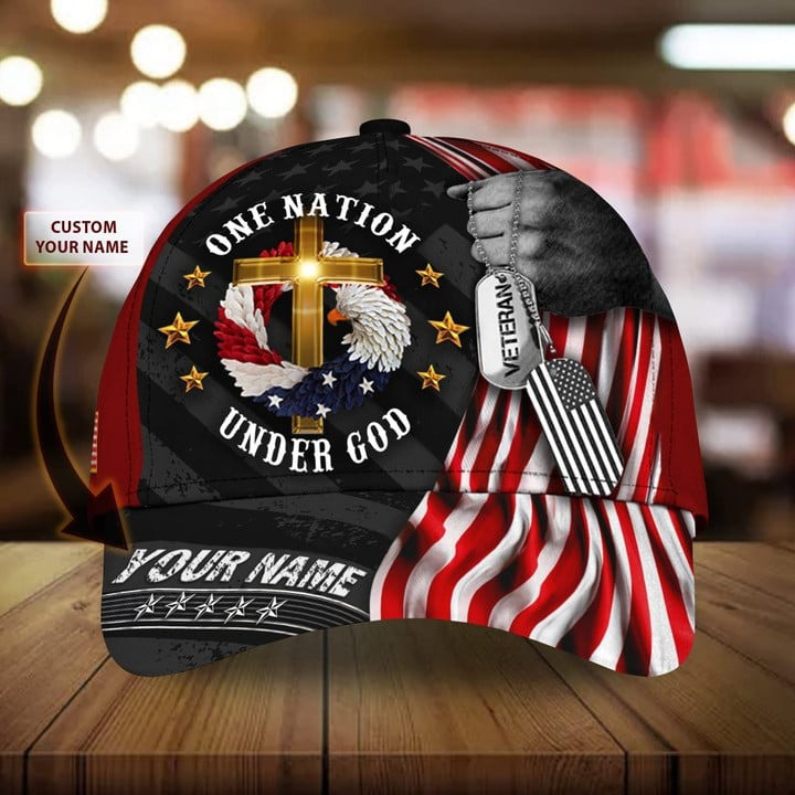 Veteran One Nation Under God Classic Custom Cap Best Gift For Friends and Husband and Dad on Veterans Day