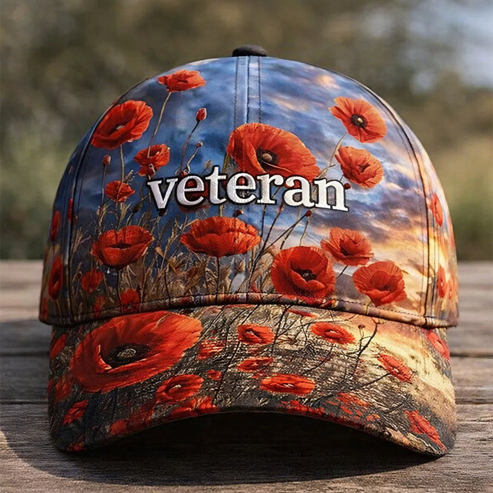 Veteran Poppy Flower Hat Military Appreciation Baseball Cap Gift Ideas For Veterans