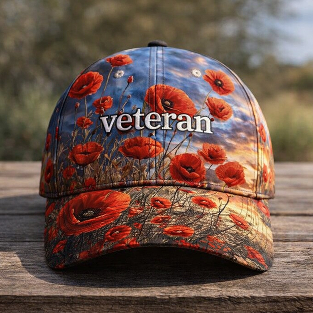 Veteran RED Friday Poppy Flower Hat On Friday We Wear Red Baseball Cap