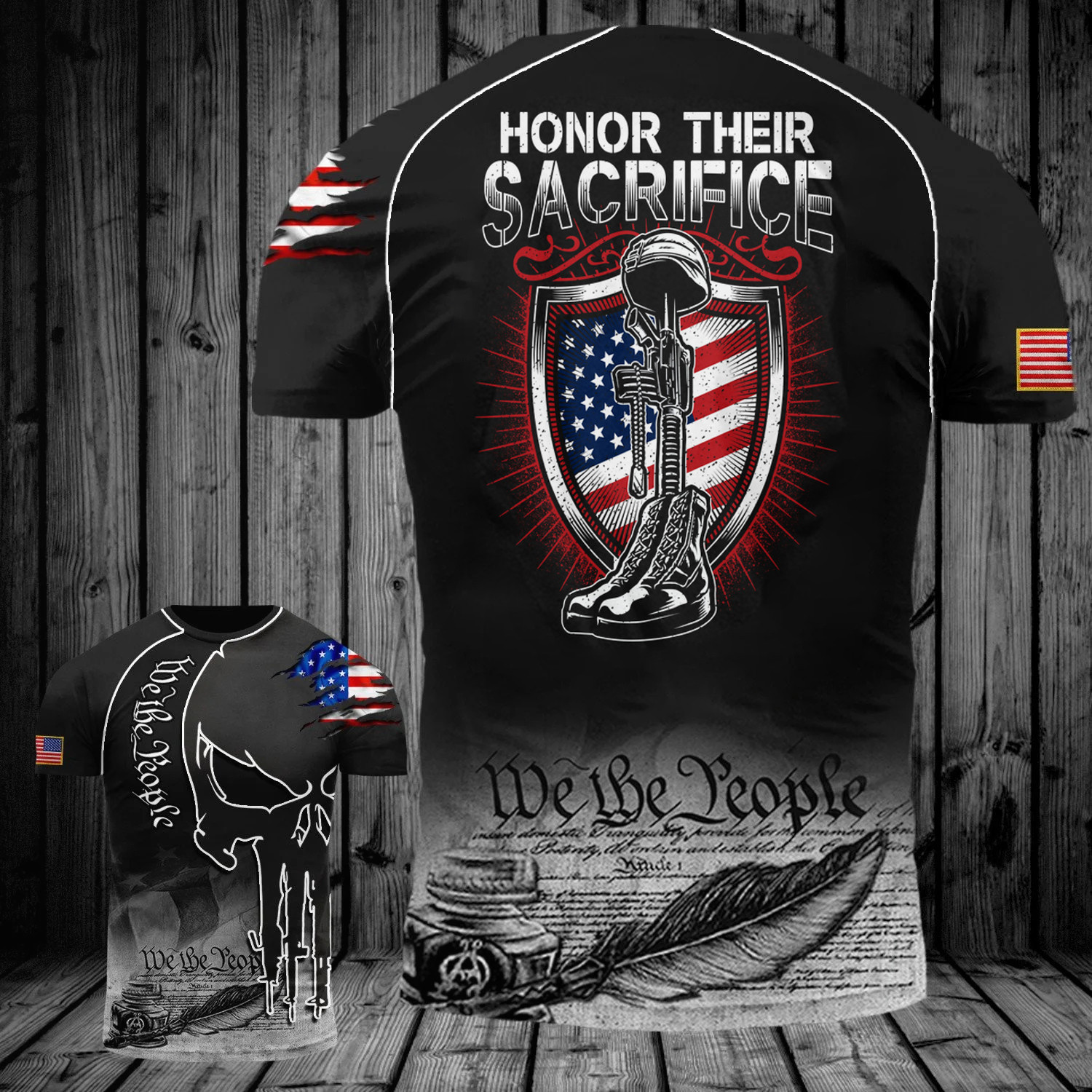 Veteran Shirt Honor Their Sacrifice We The People Memorial Remember Fallen Veteran's day