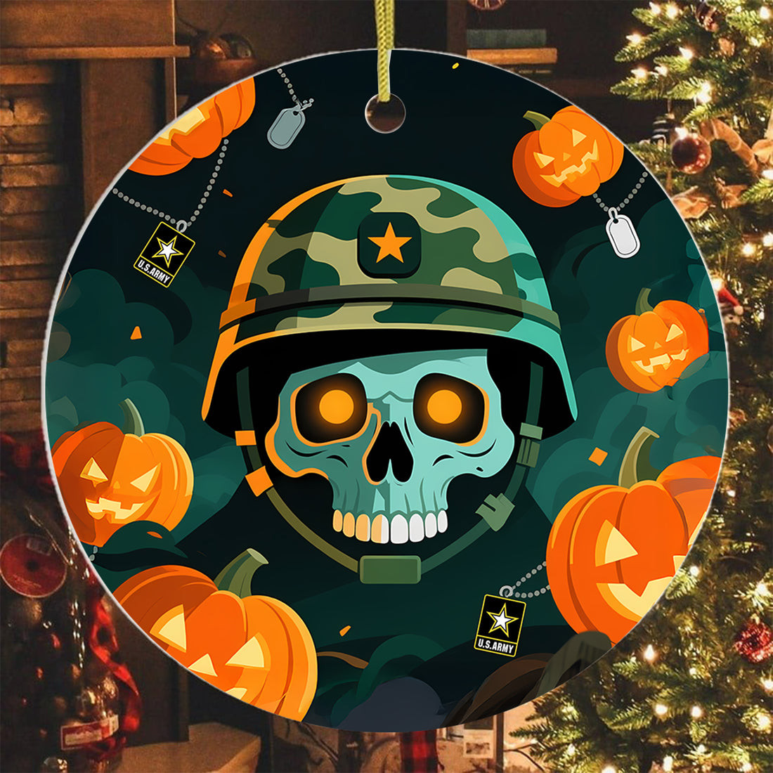 Veteran Skull Halloween Ornament Scary Skeleton Design Halloween Gifts For Proud Military