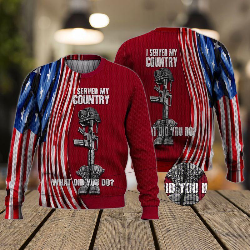 Veteran Ugly Christmas Sweater I Served My Country Veteran Pride Jumper Gifts For Patriots