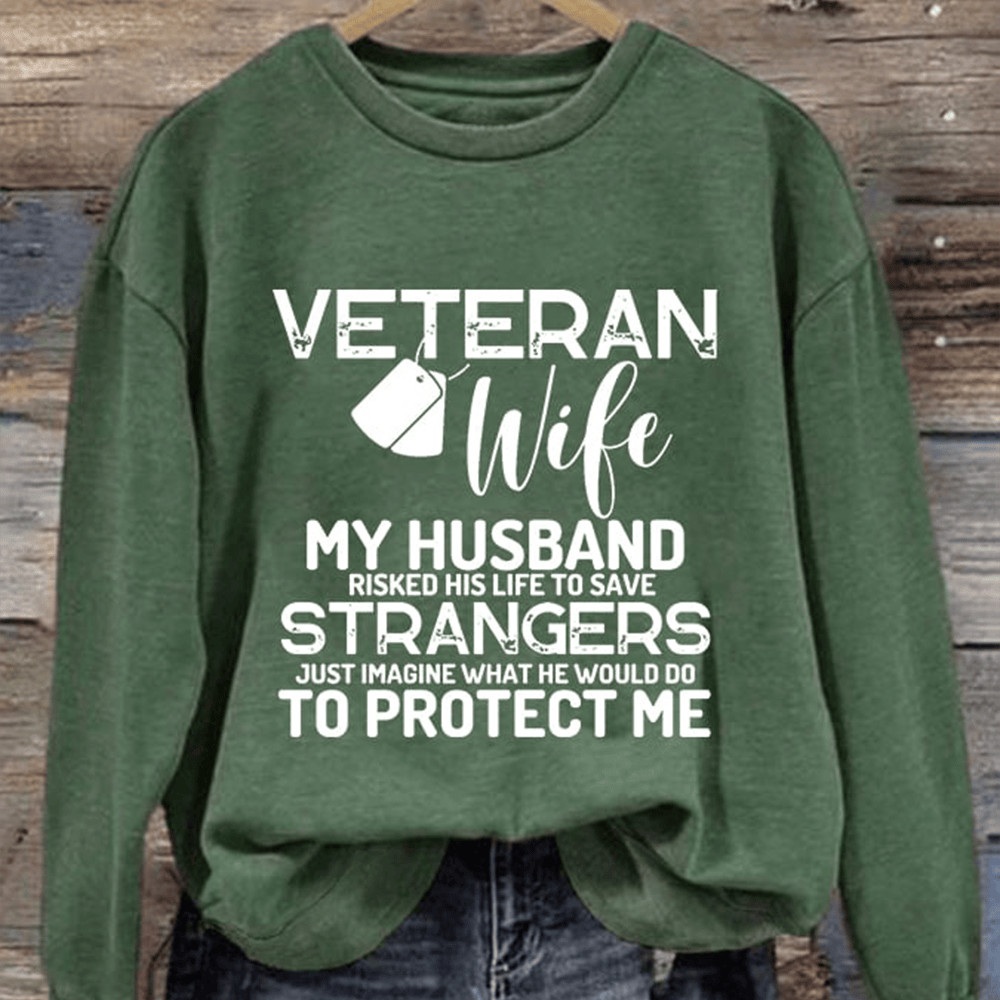 Veteran Wife Sweatshirt Dog Tag Apparel Christmas Veteran Gifts For Husband