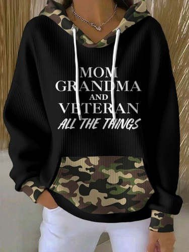 Veteran Women's Hoodie Mom Grandma And Veteran All The Things Clothing Gifts For Her