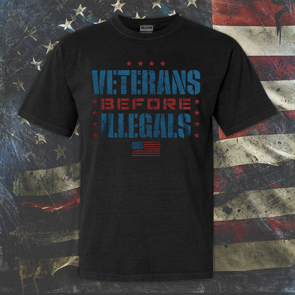 Veterans Before Illegals Shirt Proud American Pro Veteran T-Shirt Gifts For Dad