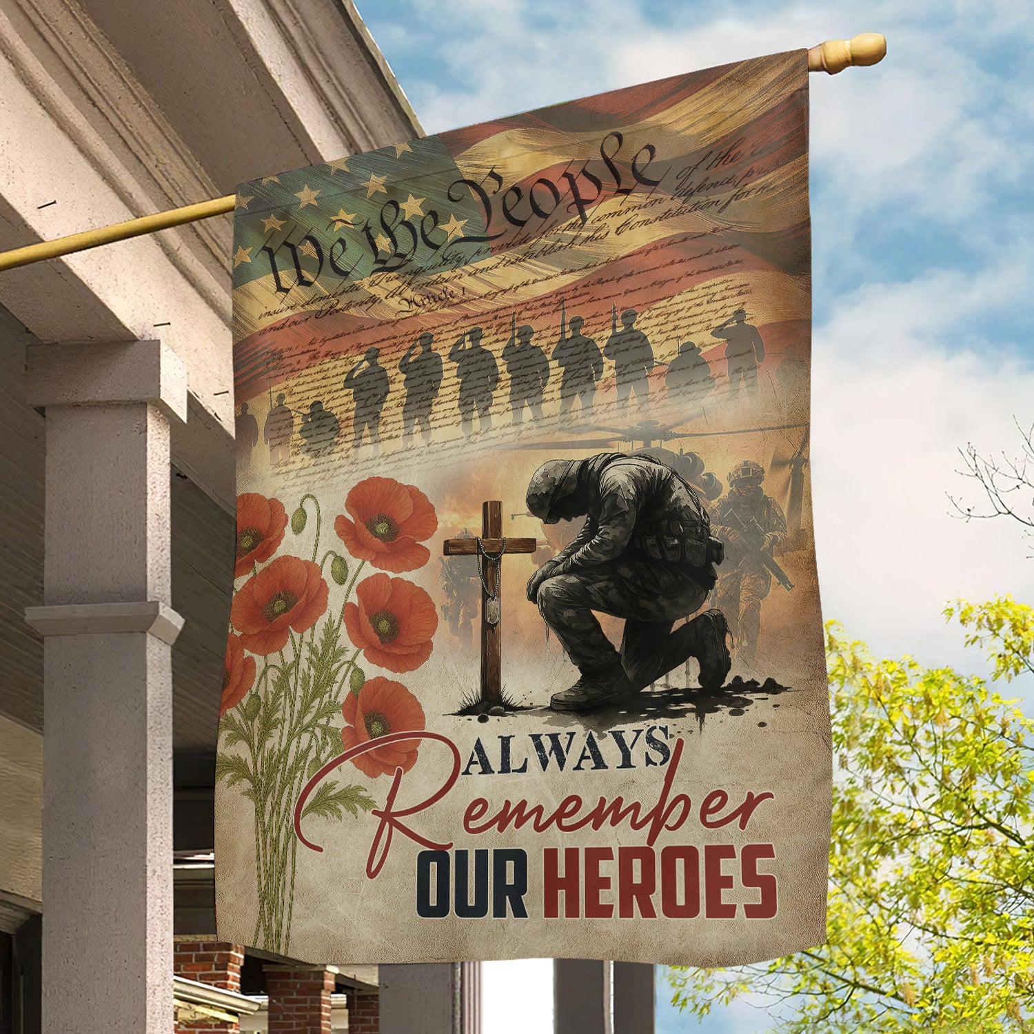 Veterans Day Garden House Flag Always Remember Our Heroes Usa Flag Gift For Veterans