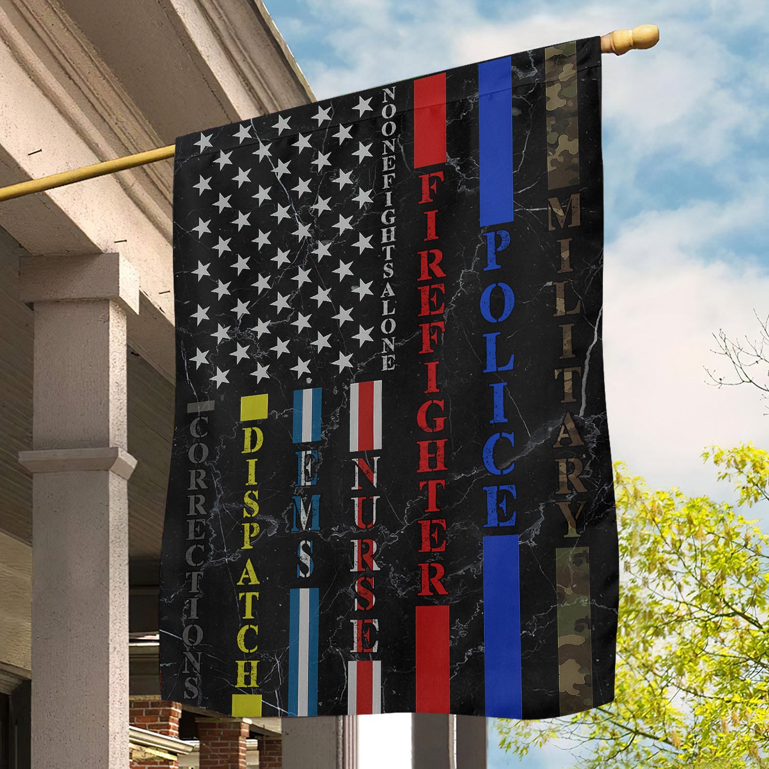 Veterans Day Garden House Flag No One Fights Alone Usa Yard Flag Gift For Veterans