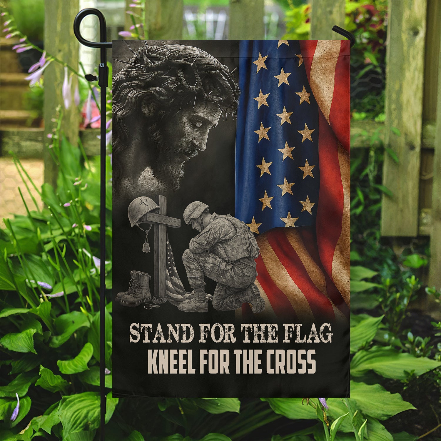 Veterans Day Jesus Garden House Flag Stand For The Flag Usa Flag Gift For Veterans