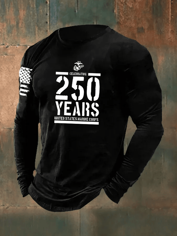 Veterans Day Men's 250 Years Pattern Long Sleeve T-Shirt Gift for Husband
