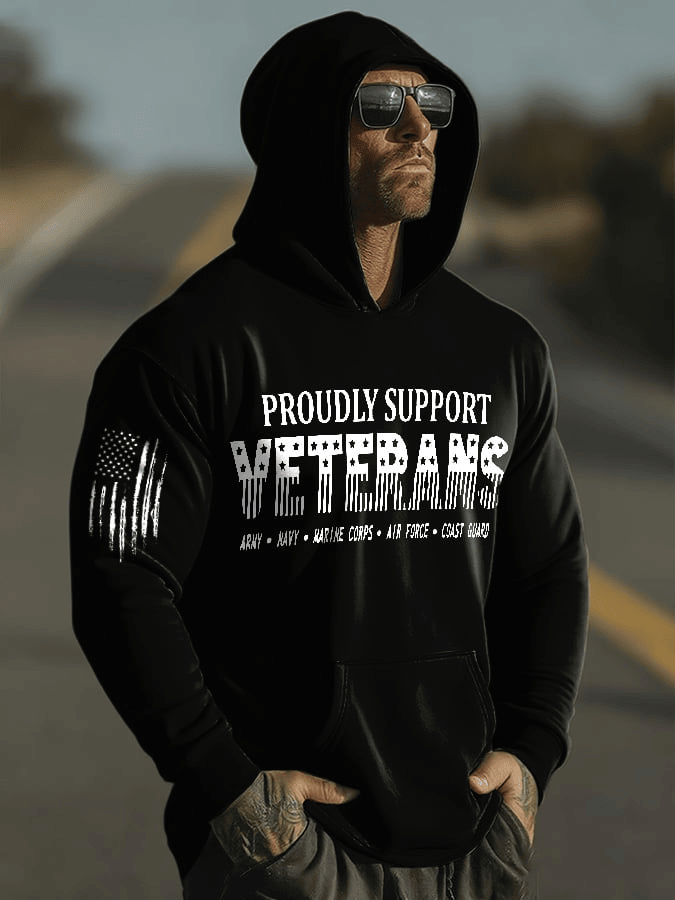 Veterans Day Proudly Support Veterans Hoodie Patritic Gift for Dad