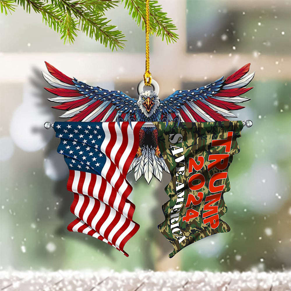 Veterans for Trump 2024 US Eagle Ornament Pro Trump Christmas Gift