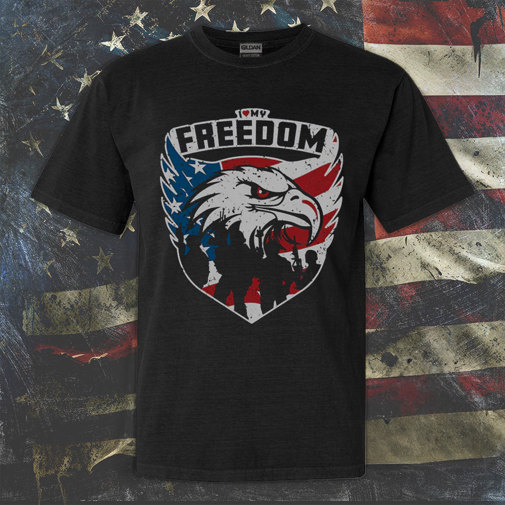 Veterans I Love My Freedom Shirt American Flag Eagle Veteran T-Shirt Gifts For Patriots