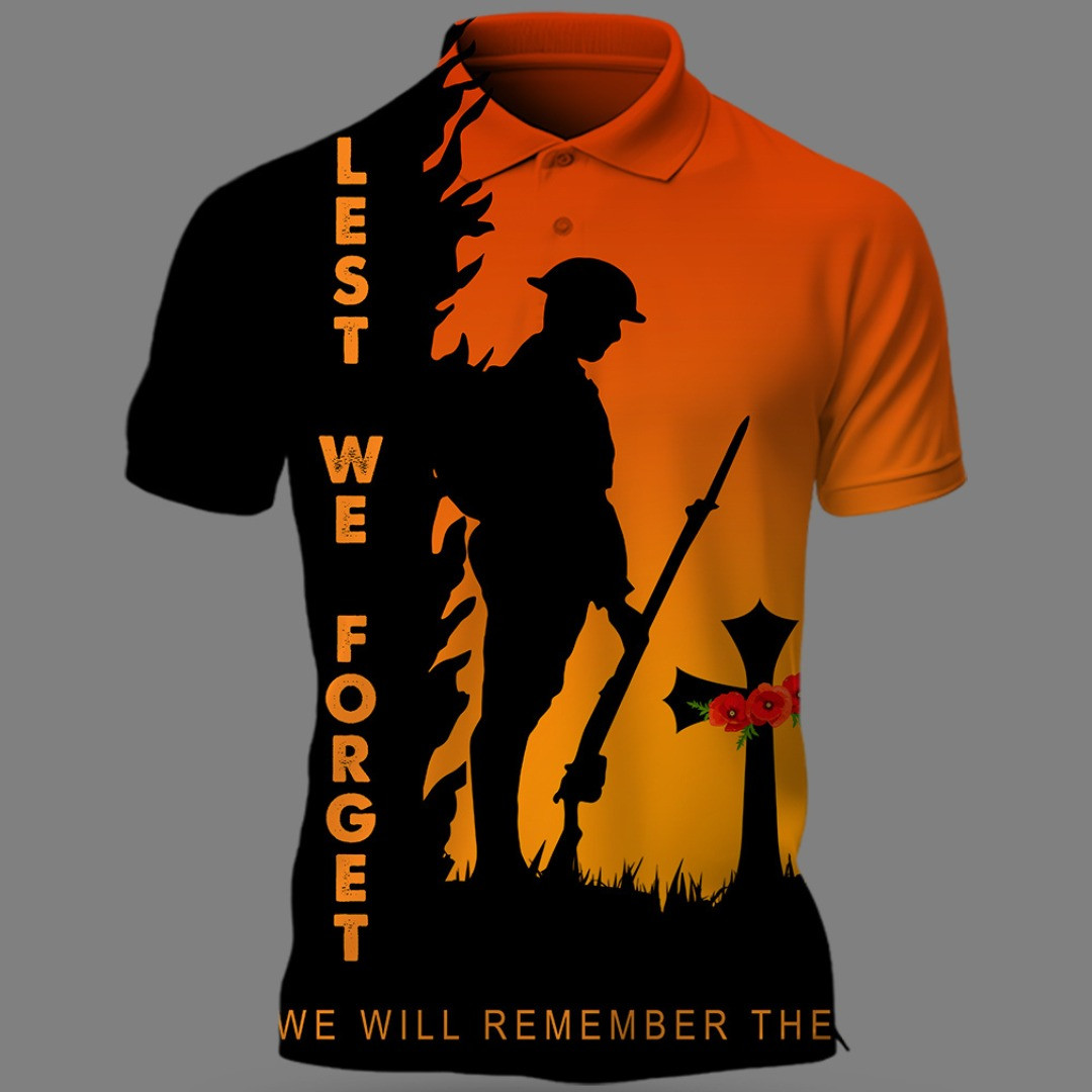 Veterans Poppy Lest We Forget Polo Shirt We Will Remember Them Veteran Day Clothing