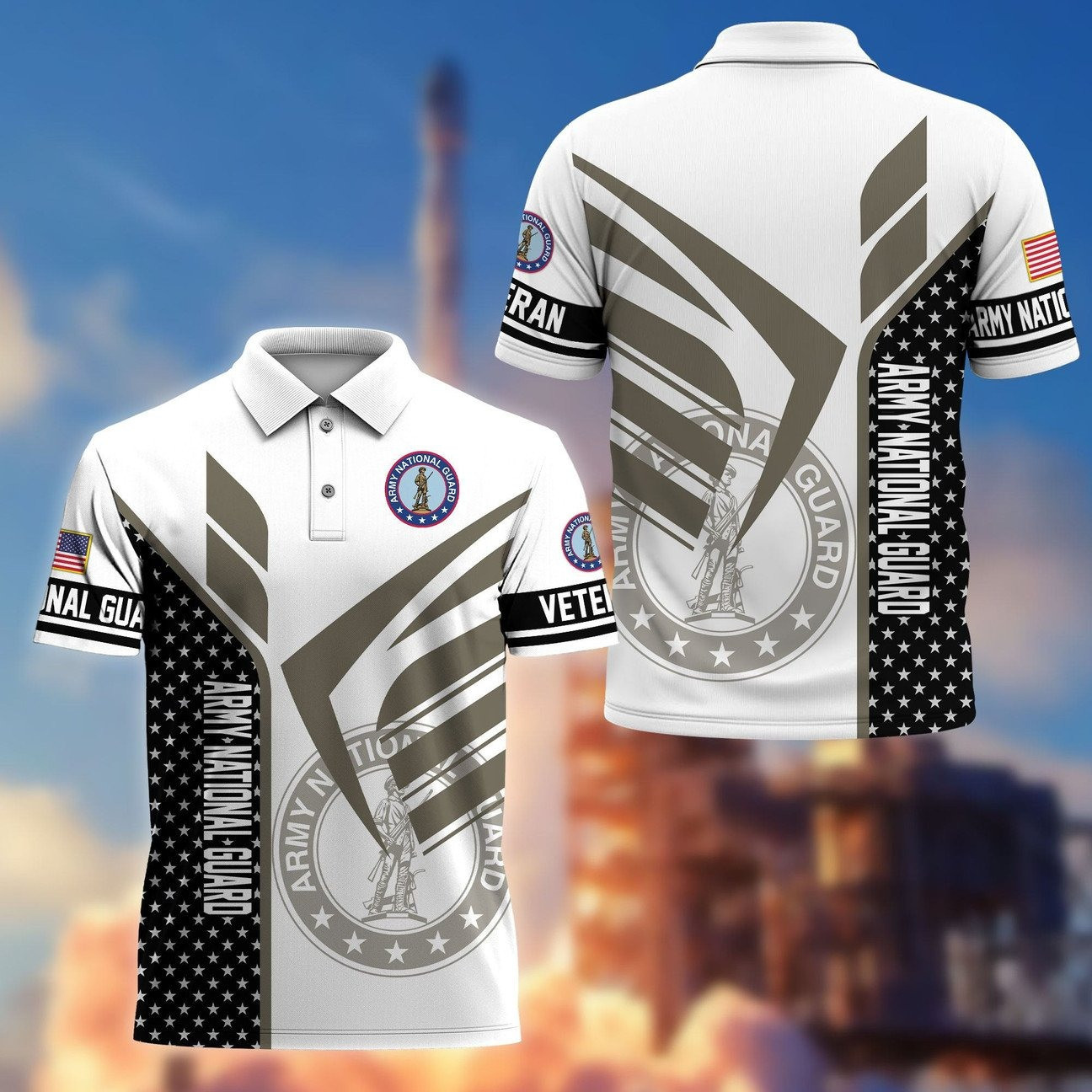 Veterans US Army National Guard Polo Shirt Gift For Military Patriotic Dad and Husband and Friend on Veteran Day
