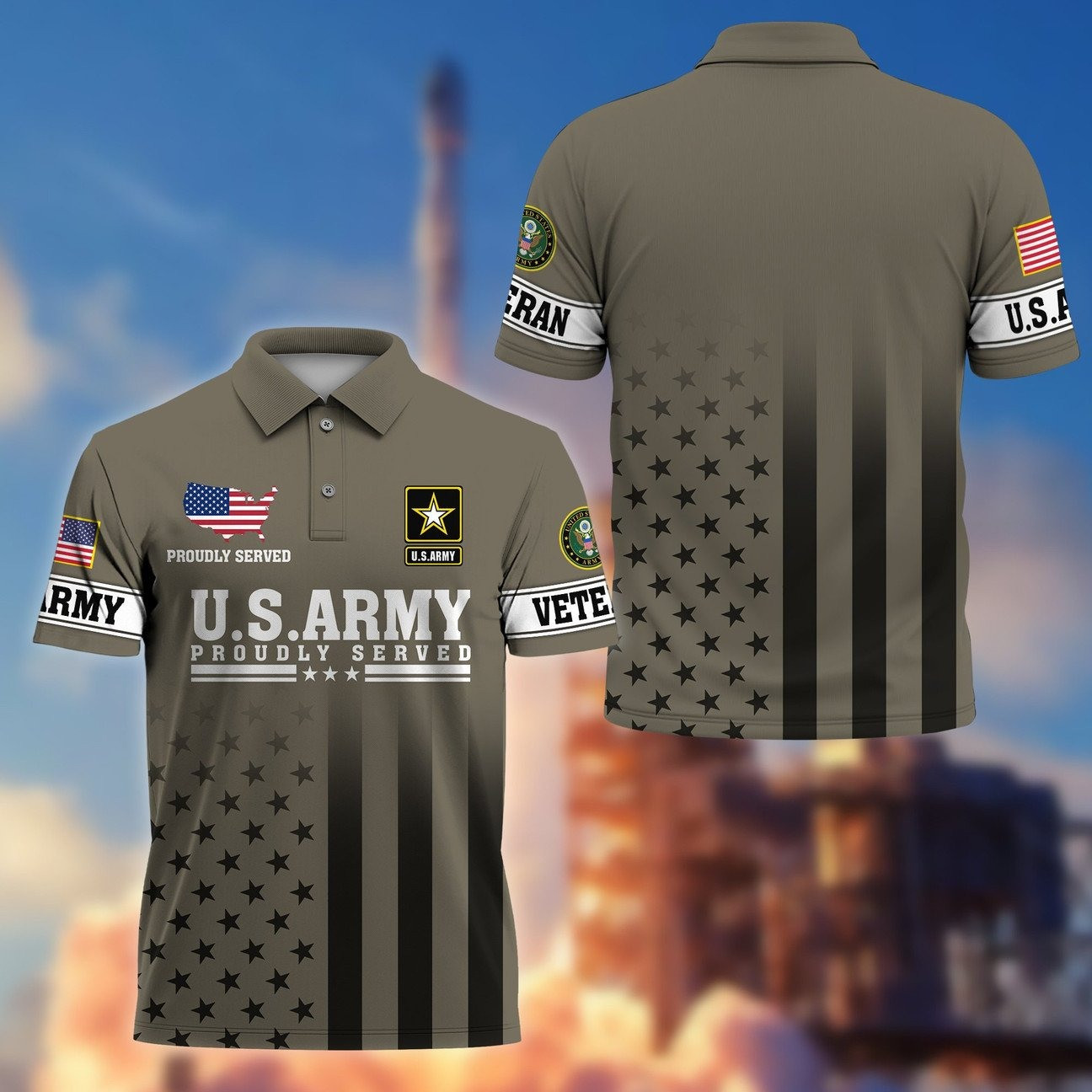 Veterans US Army Proudly Served Polo Patriotic Gift for Father and Husband and Friends on Memorial Veterans Day