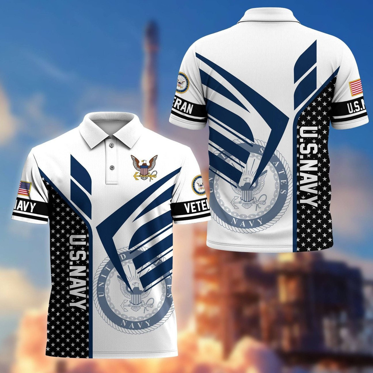 Veterans US Navy Polo Shirt Gift For Military Patriotic Dad and Husband and Friend on Veteran Day