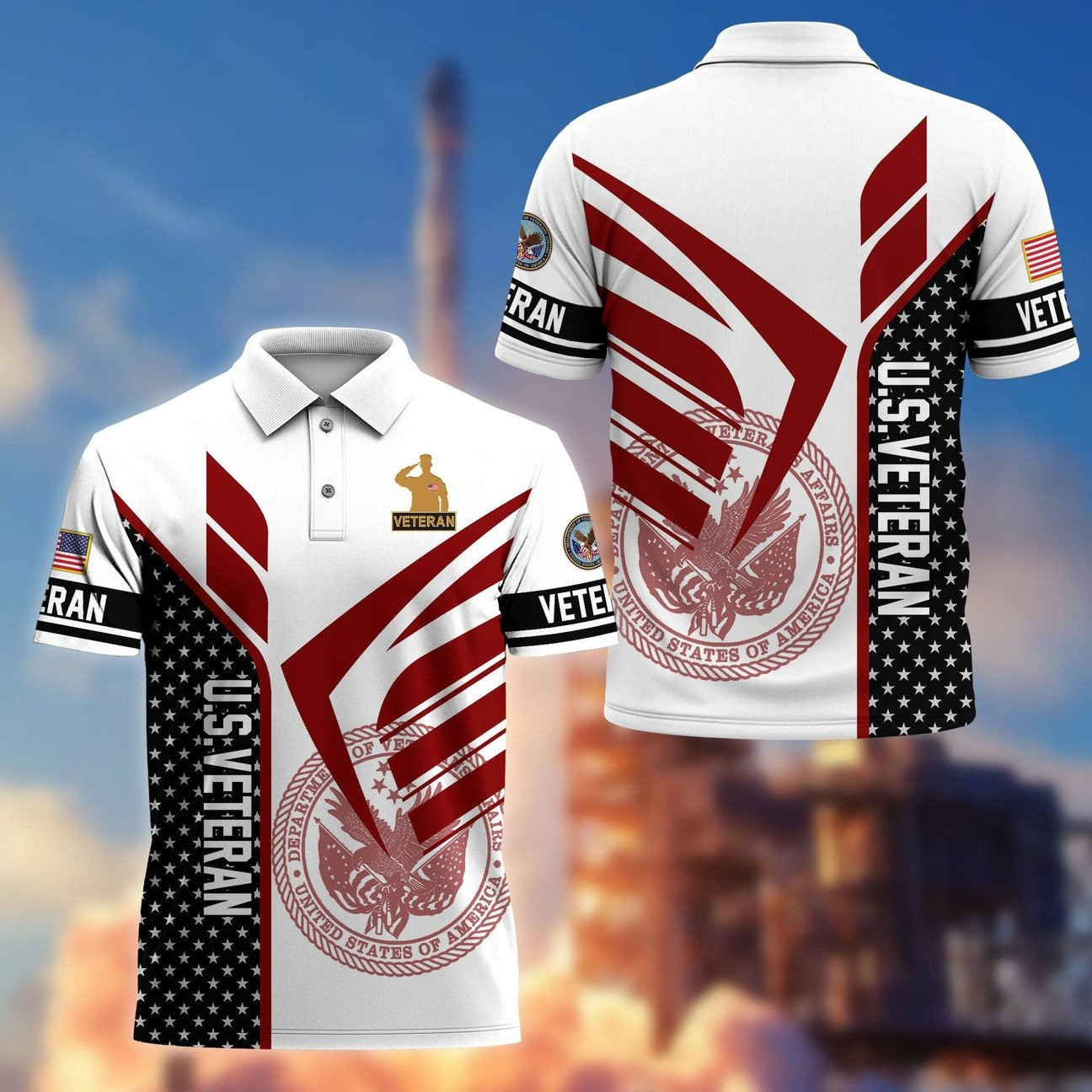 Veterans US Polo Shirt Gift For Military Patriotic Dad and Husband and Friend on Veteran Day