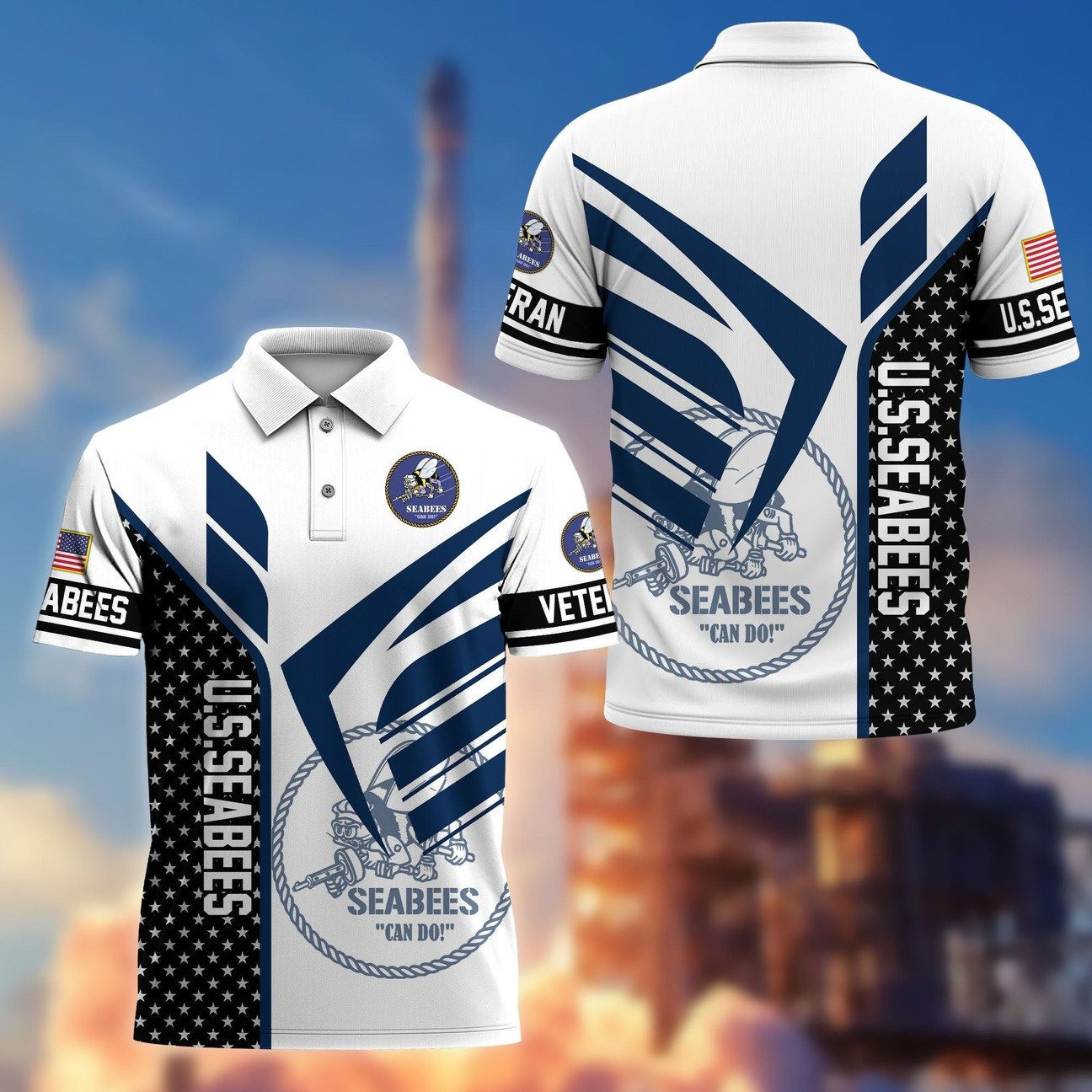 Veterans US Seabees Polo Shirt Gift For Military Patriotic Dad and Husband and Friend on Veteran Day