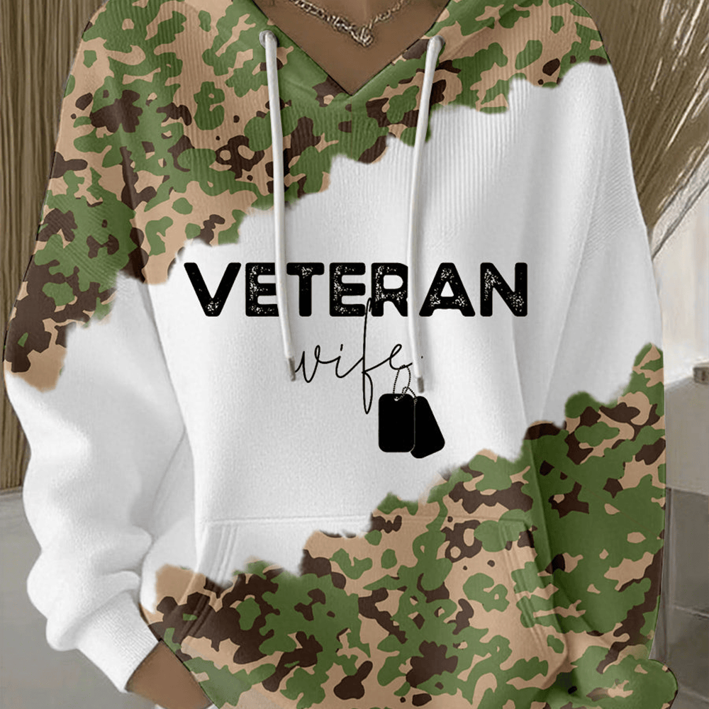 Veteran's Wife Camo Hoodie Proud Female Veteran Apparel Veteran Memorial Gifts