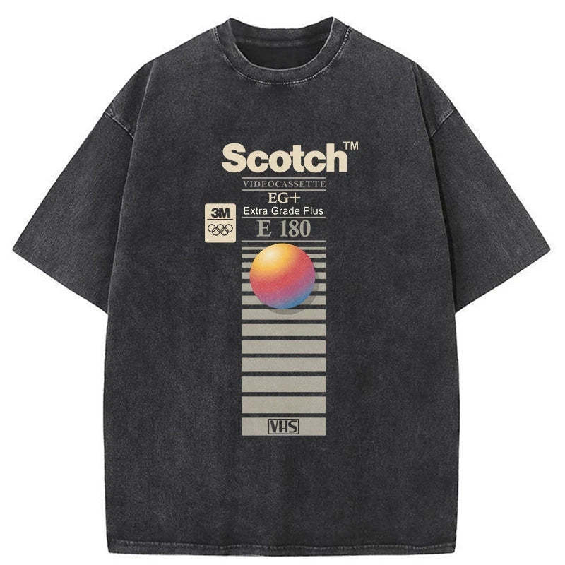 VHS Scotch E180 Washed T-Shirt Cool Graphic Tee For Men Women Gifts For BFF VHS Scotch E180 Washed T-Shirt Cool Graphic Tee For Men Women Gifts For BFF