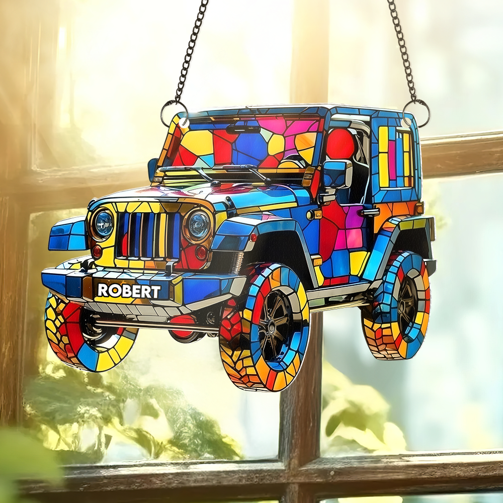 Vibrant 4x4 Car Suncatcher - Personalized Gift for Off-Road Lovers - Xmas Home Decoration Gift