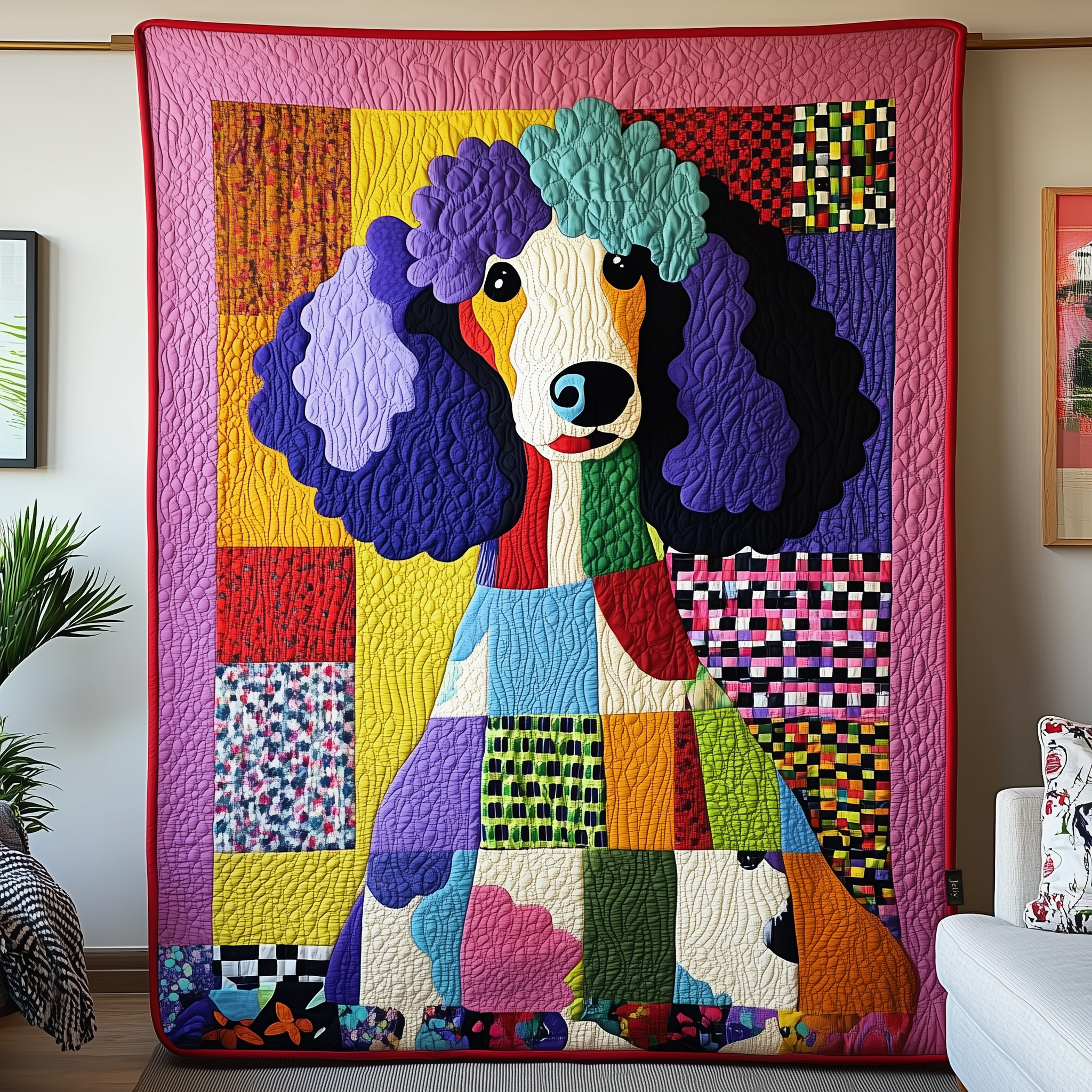 Vibrant Adorable Poodle Quilted Blanket Christmas Throw Blanket Christmas Presents For Mom