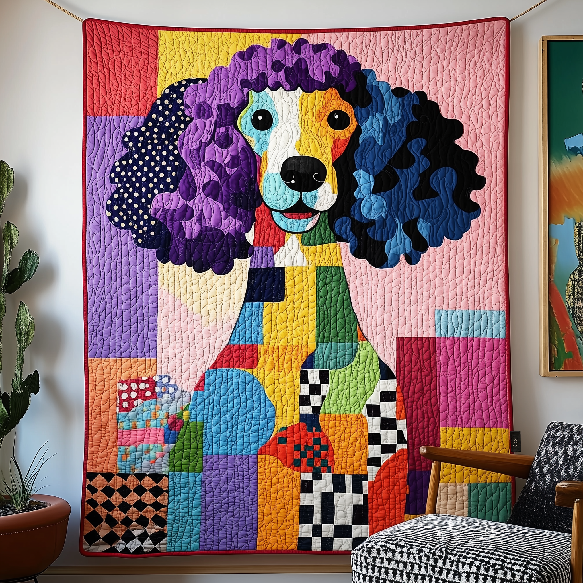 Vibrant Adorable Poodle Quilted Blanket Christmas Throw Blanket Cute Christmas Presents For Mom
