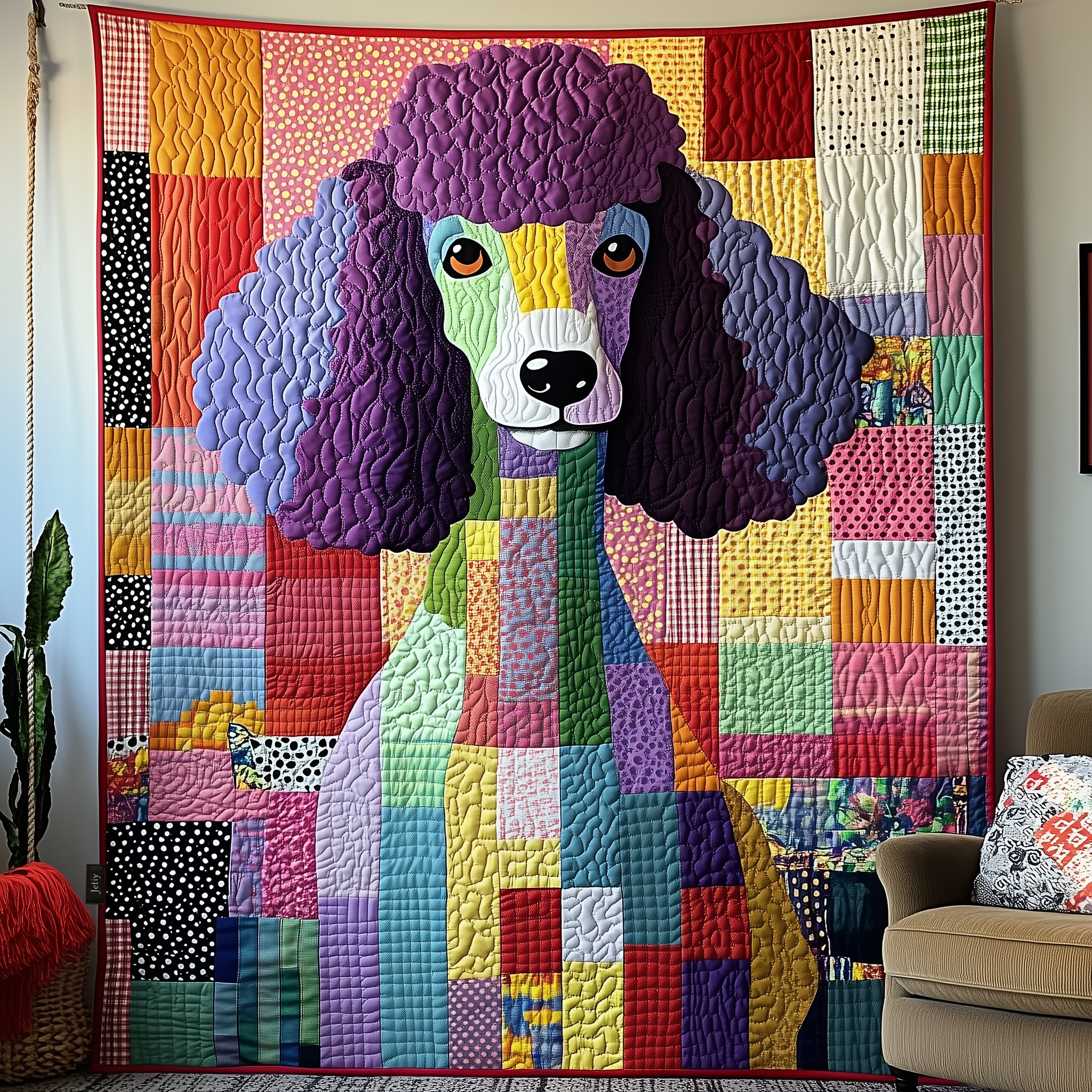 Vibrant Adorable Poodle Quilted Blanket Christmas Throw Blanket Poodle Christmas Gifts