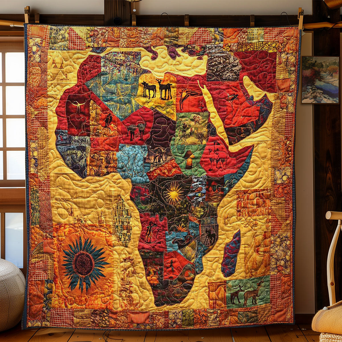 Vibrant African Safari Quilt Blanket Throw Blankets For Couch Gifts For Mum Christmas