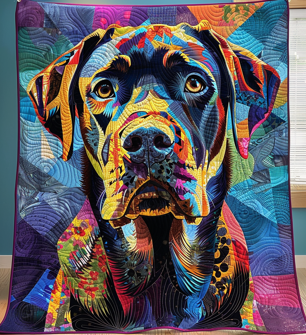 Vibrant Black Lab Dreams Quilted Blanket Great Dog Christmas Gifts