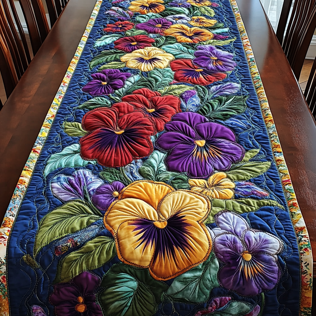 Vibrant Blossom Quilted Table Runner Holiday Runner Dining Gifts For The Flower Lover