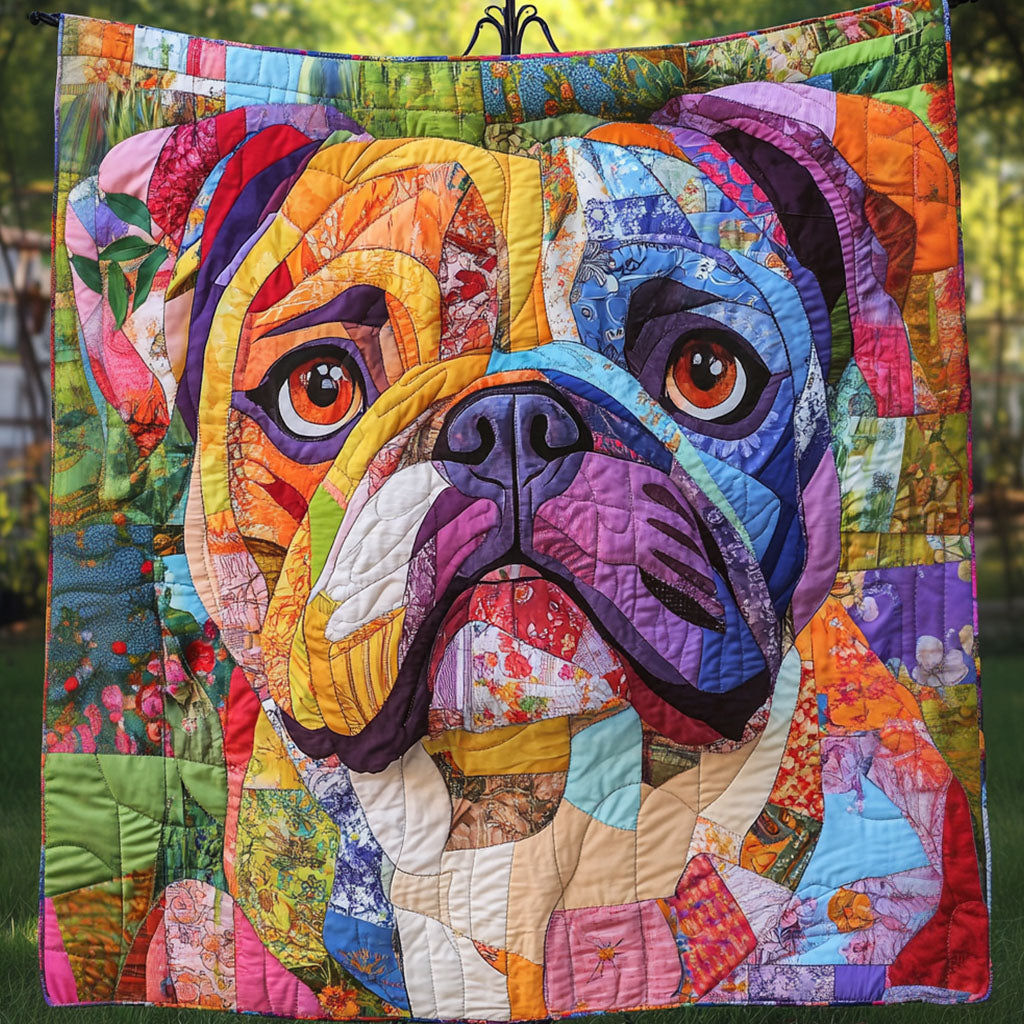 Vibrant Bulldog Quilted Blanket Cool Throw Blanket Bulldog Xmas Presents