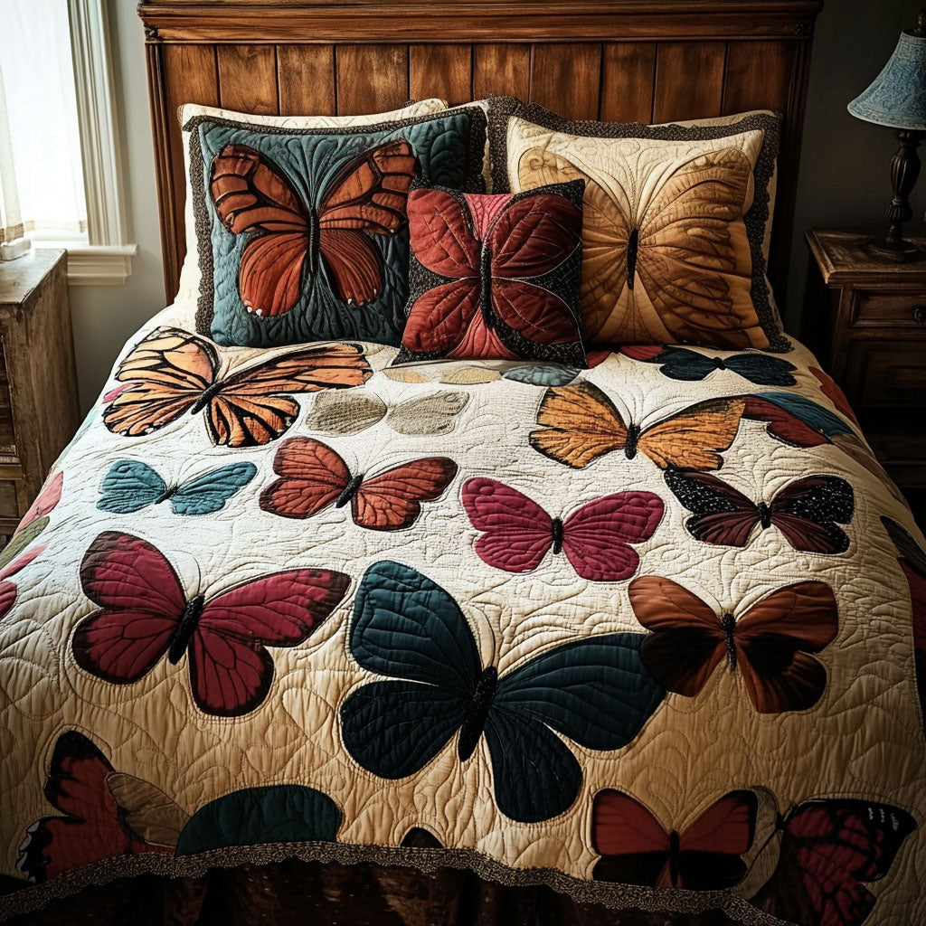 Vibrant Butterflies Quilted Bedding Set Bedroom Decorations Butterfly Themed Birthday Gifts