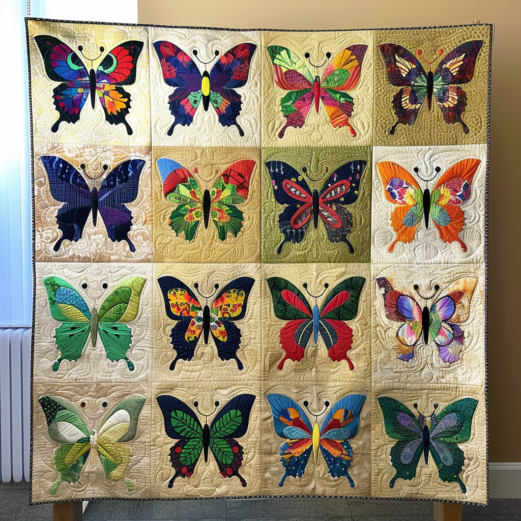 Vibrant Butterflies Quilted Blanket Butterfly Birthday Presents