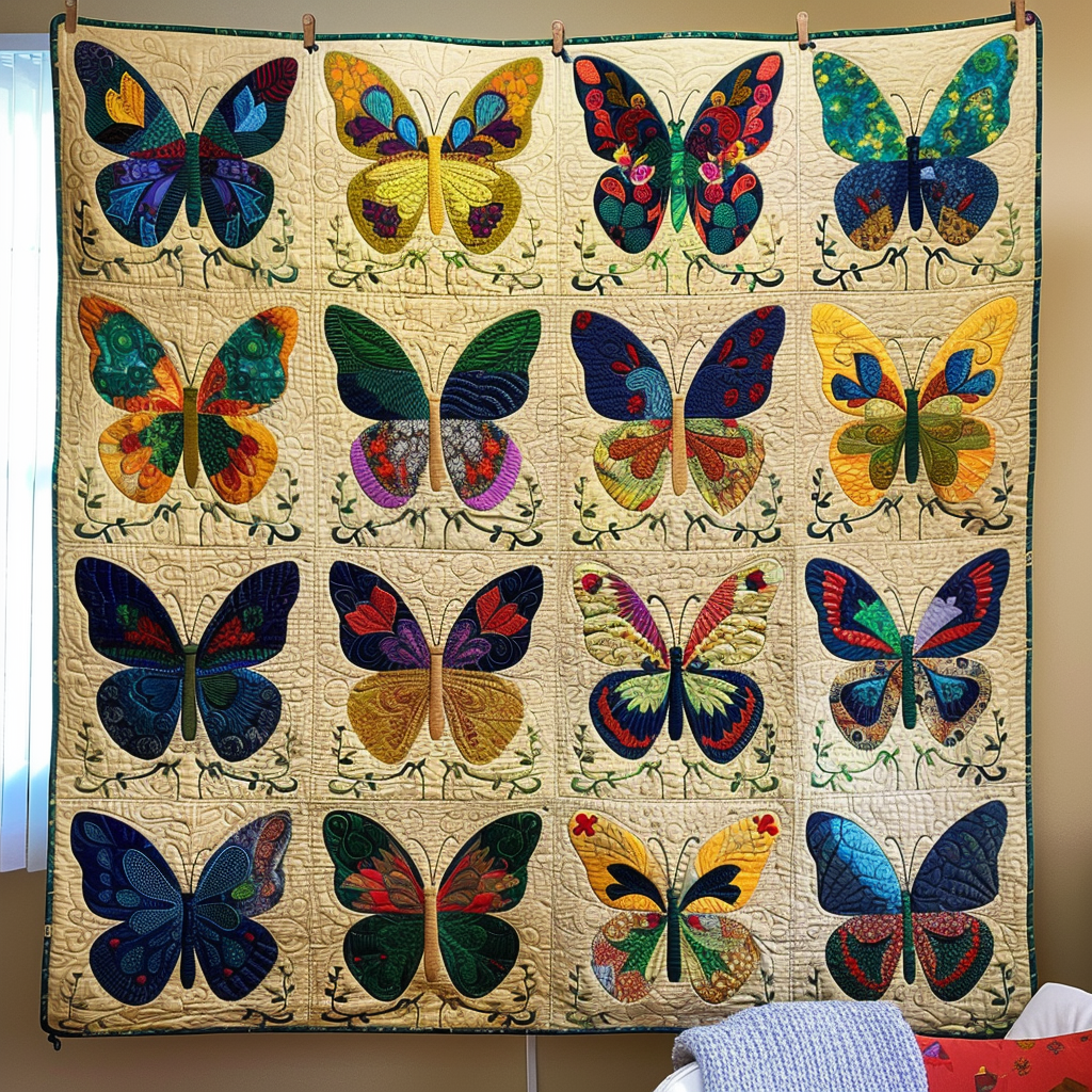 Vibrant Butterflies Quilted Blanket Butterfly Gifts For Her