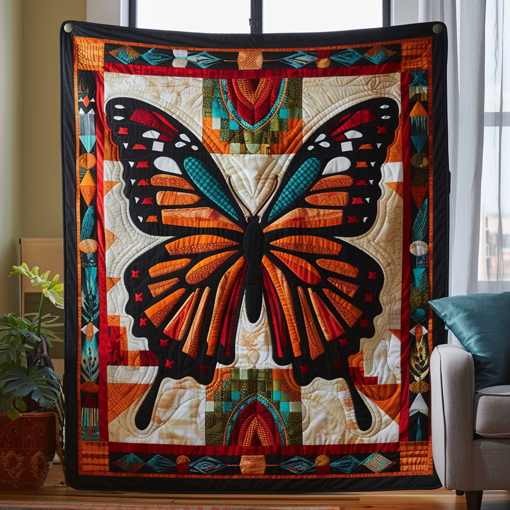 Vibrant Butterfly Quilted Blanket Butterfly Birthday Presents