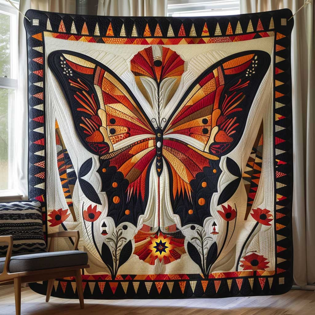 Vibrant Butterfly Symphony Xmas Quilted Blanket Blanket Coolf Gifts For Married Couples