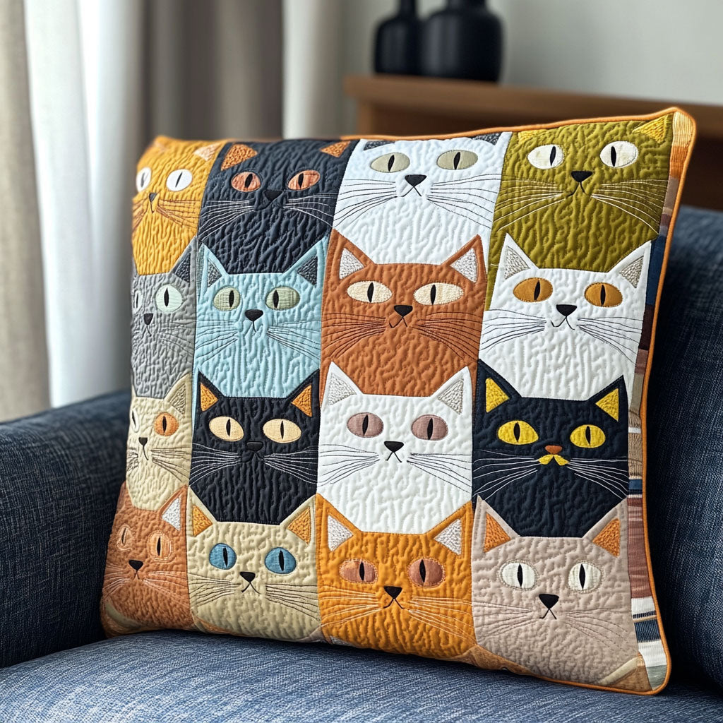 Vibrant Cat Quilted Pillow Case Decorative Throw Pillows Birthday Present For Daughter