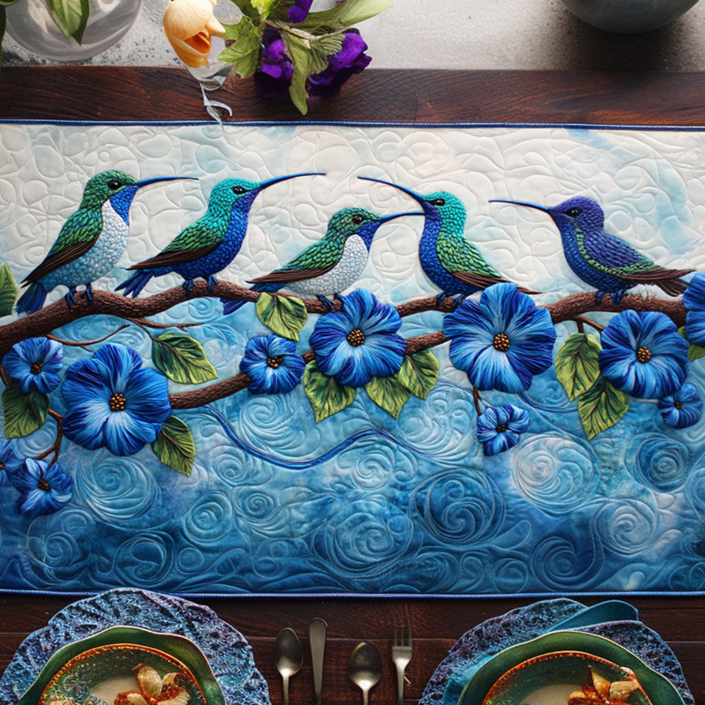 Vibrant Conversations Quilted Table Runner Dining Table Decor Beautiful Hummingbird Gifts